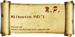 Milkovics Pál névjegykártya